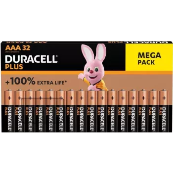 Alkaliczne baterie AAA Duracell Plus 32 szt. (model 00216914) Długotrwała moc