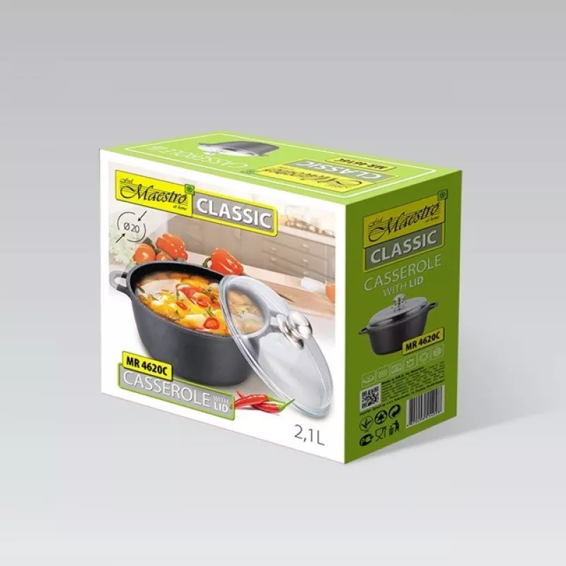 Maestro MR-4620C Garnek z pokrywką 20 cm 2,1 l Czarny