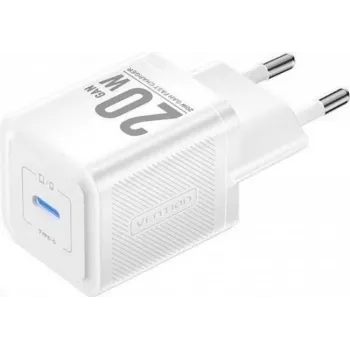 Vention mobile charger FEPW0-EU — 20W USB-C AC indoor charger for smartphone, tablet, smartwatch, headphones, biały
