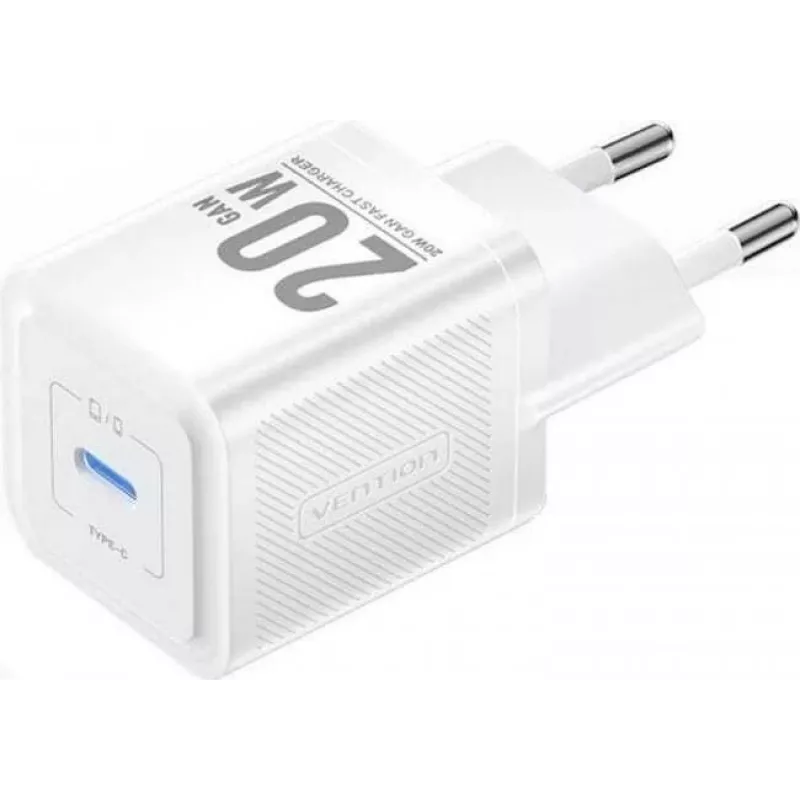 Vention mobile charger FEPW0-EU — 20W USB-C AC indoor charger for smartphone, tablet, smartwatch, headphones, biały