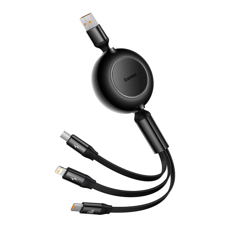 Kabel USB 3 w 1 Baseus Bright Mirror — micro USB, USB-C, Lightning, 66 W, 1,1 m