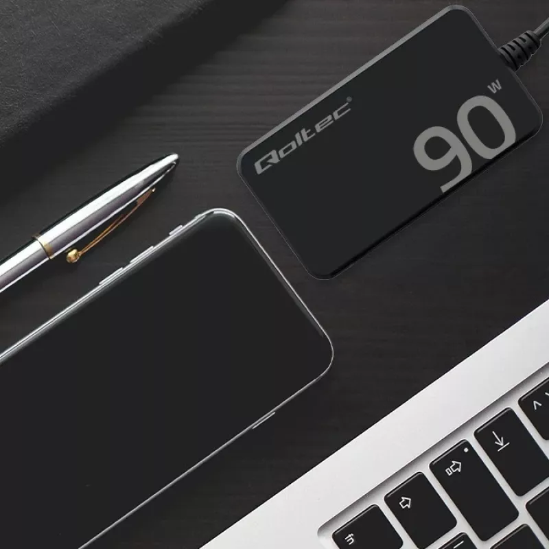 Qoltec 90W GaN Super Fast SLIM Ładowarka ścienna | XP | 5-20V | 4,5A | USB-C 3.1 | Laptop | MacBook | Smartfon | + kabel