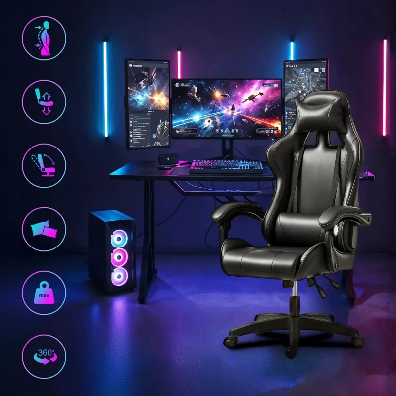 Extralink Gaming | Fotel gamingowy | biurowy, obrotowy, kubełkowy, czarny, G-524