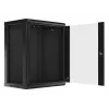 Lanberg naścienna szafa instalacyjna rack 19'' 15U 600x450mm czarna (drzwi szklane)
