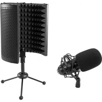 Zestaw mikrofonu pojemnościowego wielkomembranowego Omnitronic CM-78MK2 z systemem absorbera stołowego AS-04
