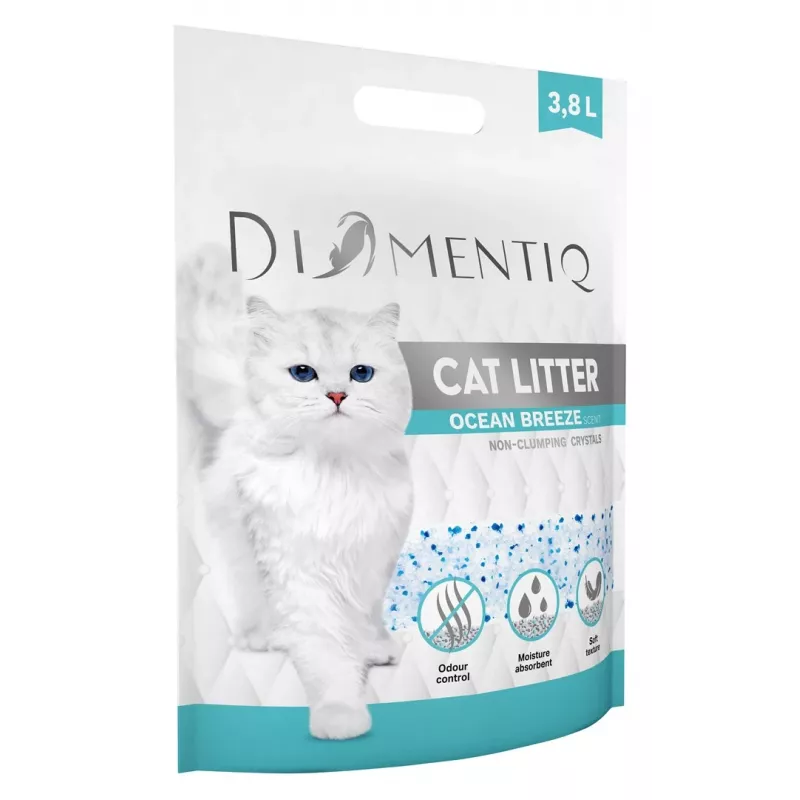 Żwirek zbrylający DIAMENTIQ Diamentiq Ocean Breeze 3.8 l — granulki silikonowe, 1,5 kg, antybakteryjny, niepylący