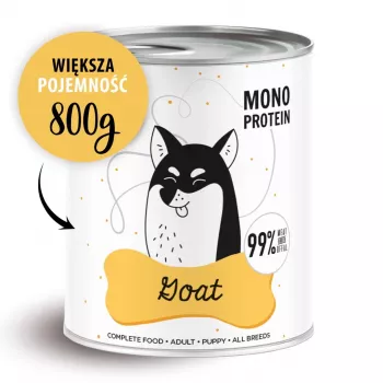 mokra karma dla psa PAKA ZWIERZAKA Pepe Goat 800 g — kompletna karma mokra dla dorosłych psów z kozą, 81,4% wilgotności, 9,6% białka