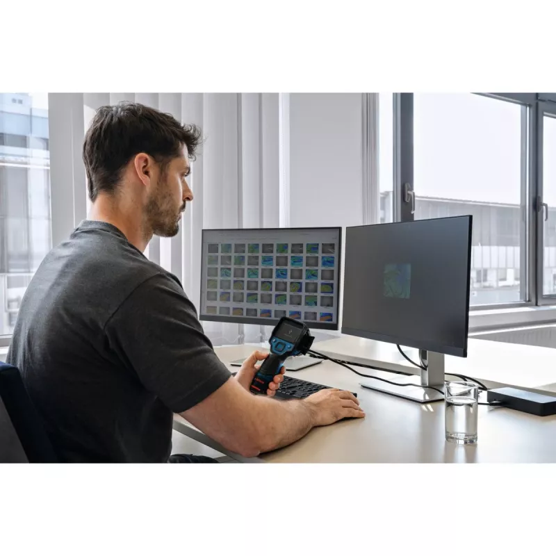 Kamera termowizyjna akumulatorowa GTC 12V-450-13 Professional, detektor termiczny Niebieski/czarny, bez akumulatora i ładowarki, w torbie narzędziowej