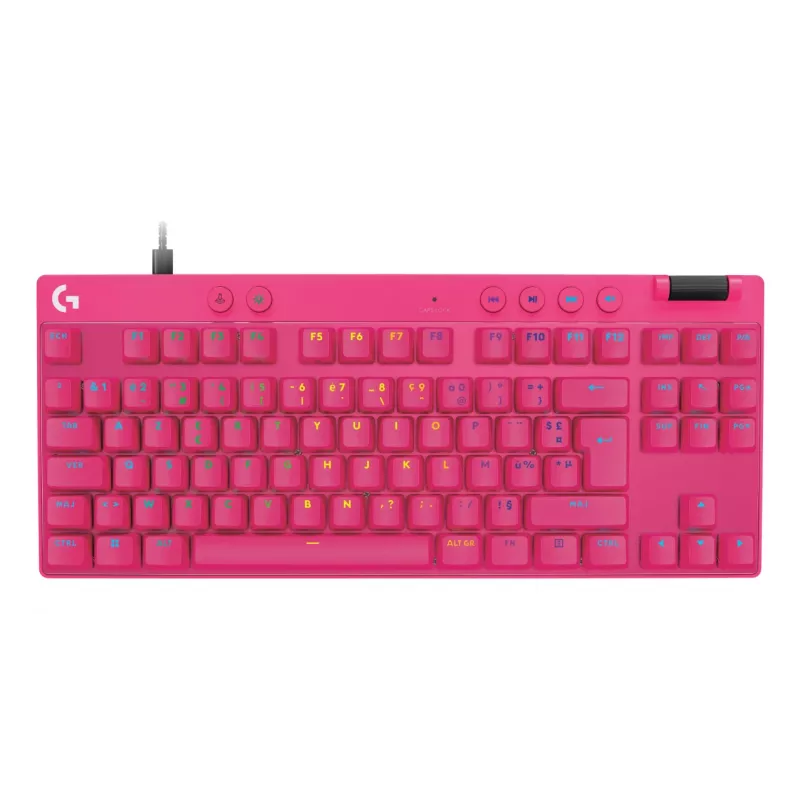 Klawiatura gamingowa Logitech G 920-013249 USB AZERTY francuska różowa tenkeyless