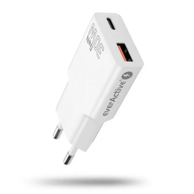 Uniwersalna ładowarka sieciowa USB everActive SC-380Q Super cienki QC 3.0 — Quick Charge 3.0, kompaktowa konstrukcja