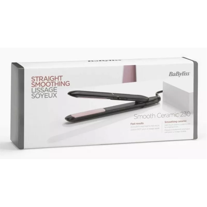 Prostownica BaByliss CERAMIC 230 — Płytki ceramiczne, 2 poziomy temperatury, przewód 1,8 m, czarny