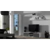 TV stand cama meble SOHO 140 — 1400×430×370 mm, biały blat, płyta wiórowa, biała rama, biały/szary połysk