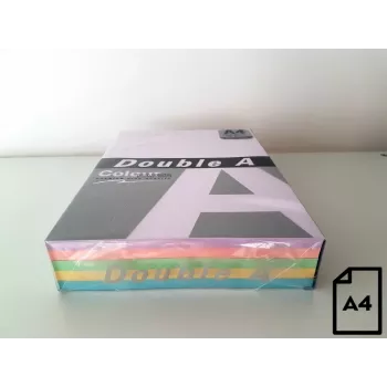 Papier kolorowy Double A, 80 g, A4, 500 arkuszy, Rainbow 3, 5 kolorów