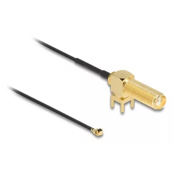 Kabel antenowy DeLOCK SMA 90° PCB jack bulkhead kabel koncentryczny 0,15 m I-PEX MHF1 Czarny Złoty