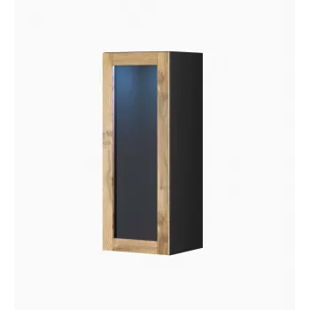 Witryna wisząca cama meble VIGO 90 szkło, naścienna, 90×35×32 cm, czarna/dąb wotan