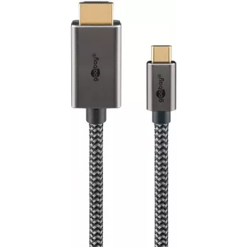 Goobay USB-C -to-HDMI -Braided kabel 4K a 60 Hz 3 m Czarny srebrny - -Plug> (75701)