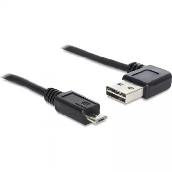 Delock Easy - kabel USB - USB (M) lewy/prawy kątowy, odwracalny do Micro-USB Typ B (M) prosty - USB 2.0 - 50 cm - czarny (85163)