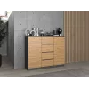 Komoda top e shop Topeshop 2D4S ANT/ART BA KPL — 4 szuflady, Antracyt/Dąb, 1200×400×970 mm, płyta wiórowa