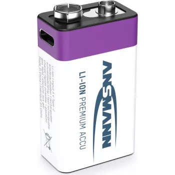 Ansmann ANS 1315-0005 - Akumulator litowo-jonowy 9V blok 340 mAh 9 V 1 szt. - Akumulator