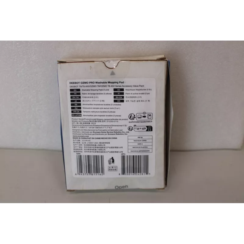 Ecovacs D-CC03-2115SO zmywalne mopy, 3 szt., uszkodzone opakowanie