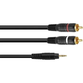 adapter kablowya audio Omnitronic jack 3,5 mm na 2×RCA, 3 m (model 30225149)