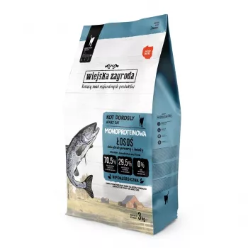 Sucha karma dla kota wiejskazagroda Monobiałkowa Łosoś Adult 3 kg - bezzbożowa, monoproteinowa, 38% białka, 20% tłuszczu