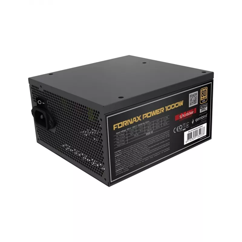 Gembird CCC-PSUGOLD-1000W Zasilacz Fornax Power 1000W aktywny PFC 12cm wentylator 80+Gold