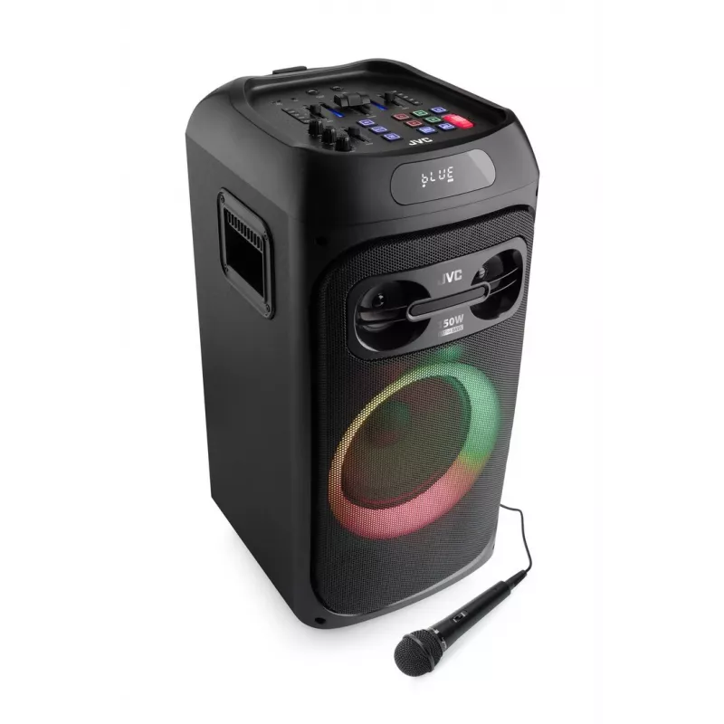 Głośnik imprezowy JVC XS-EP514B — stereofoniczny głośnik przenośny, 150 W RMS, Bluetooth 5.0, TWS, bateria 4000 mAh, karaoke, FM, czarny