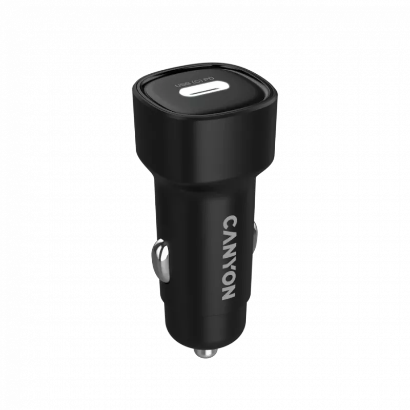 Ładowarka samochodowa CANYON OnDrive 30 PD 30W USB-C Czarna — samochodowy zasilacz USB-C 30W PD