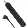 Listwa zasilająca MACLEAN MCE395 B — 5 gniazd, 3×USB, 110–240 V AC, 2,1 A USB, 2500 W, przewód 1,5 m, czarna