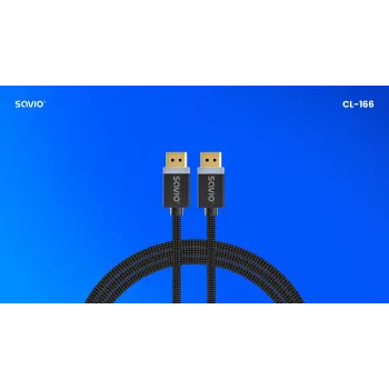 Kabel DisplayPort SAVIO CL-166 2 m Czarny — DisplayPort 1.4, męsko-męski, pozłacane styki