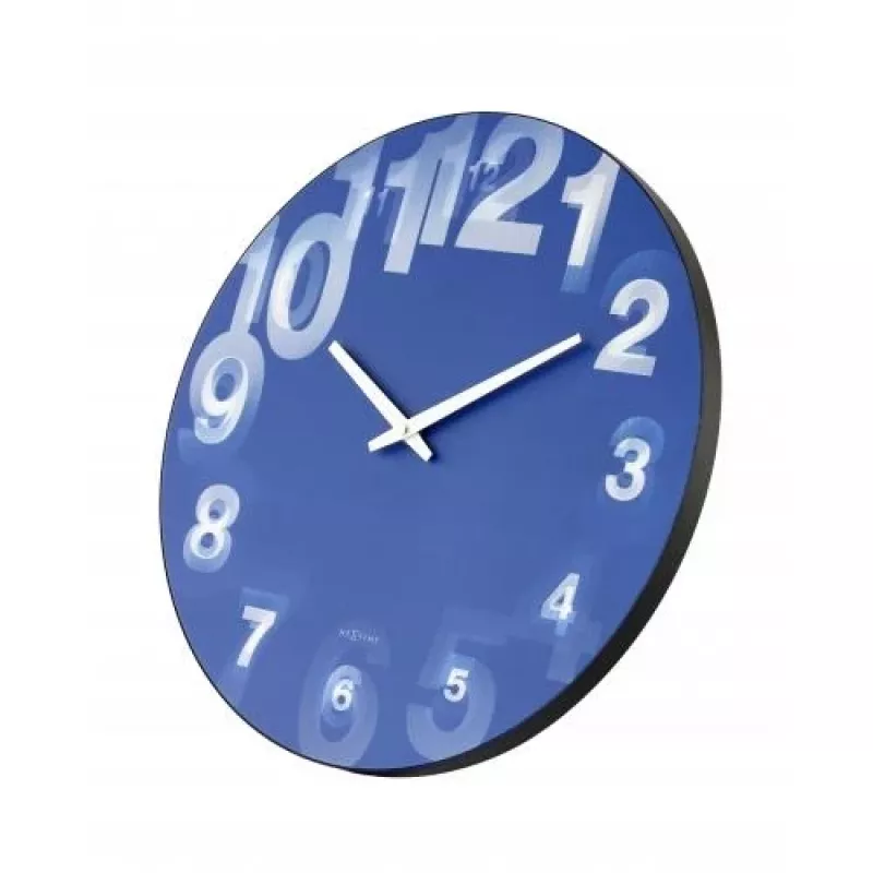 Zegar ścienny NeXtime 3077bl 3D, Ø39,5 cm, niebiesko-biały