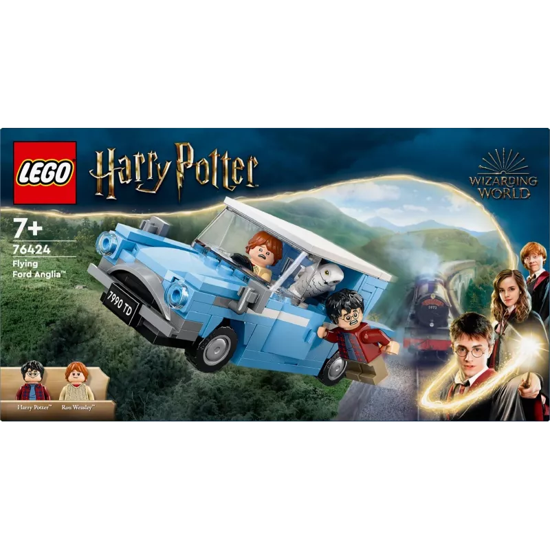 LEGO Harry Potter Latający Ford Anglia Samochód Zabawka dla Dzieci od 7 Lat, Chłopców i Dziewczynek, Model do Zbudowania z Minifigurką Rona Weasleya i Hedwigą