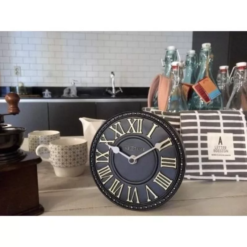 NeXtime klok 5187zw London Table, Ø16 cm, na ścianę, czarny/biały