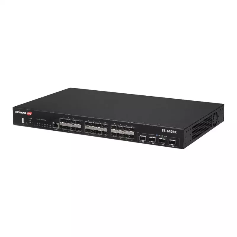 Przełącznik sieciowy EDIMAX FS-5428X — 24 porty Gigabit SFP, 4 × porty 10GbE SFP+