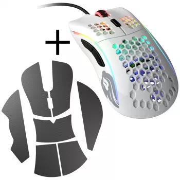 Glorious Model D gaming mysz - biały, błyszczący + Grip Tape - czarny