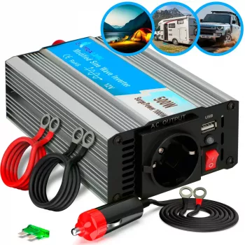 Przetwornica samochodowa Extralink OPIM-500W 12V, 500W zmodyfikowany sinus, obudowa aluminiowa, aktywne chłodzenie