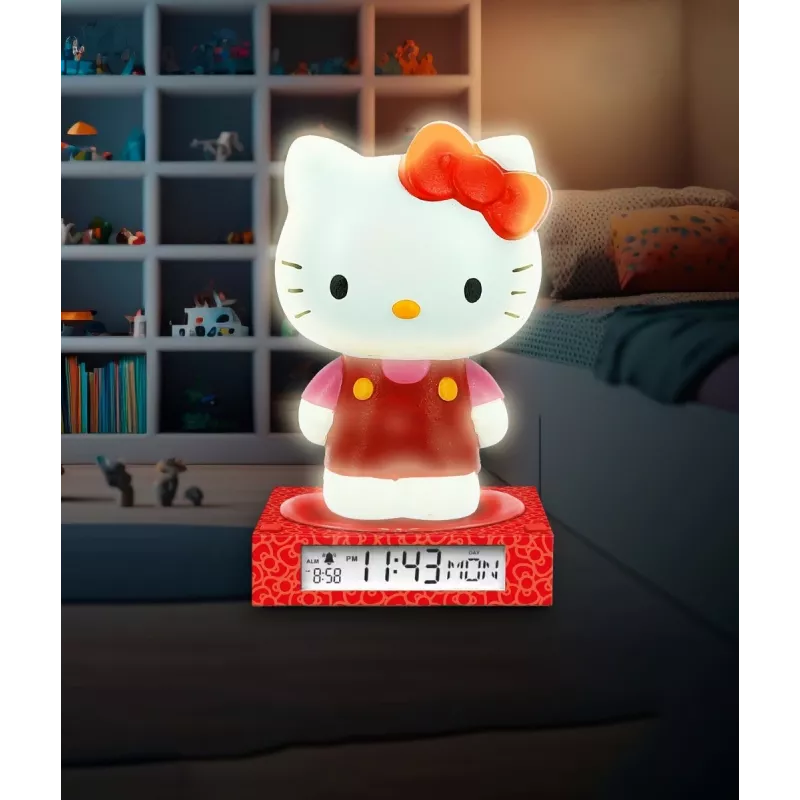 Lampka nocna 3D Kids Euroswan HK50198 z motywem Hello Kitty i wbudowanym budzikiem