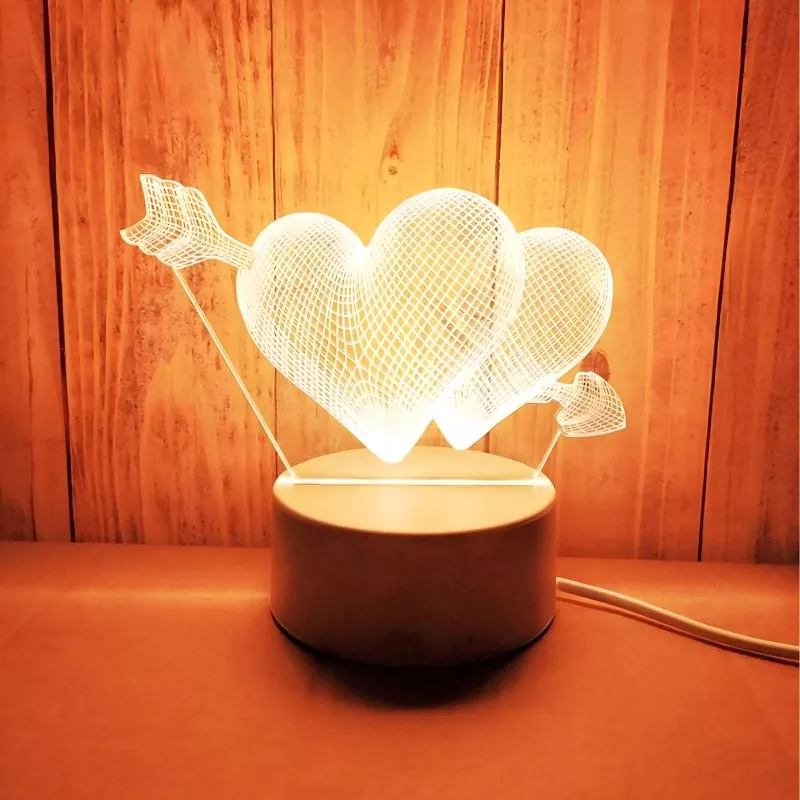Lampka nocna Extralink HOME z iluzją optyczną 3D 'Pierced Hearts', lampka nocna USB