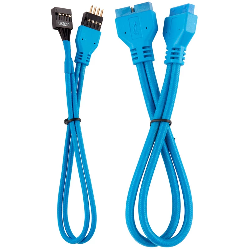 Corsair Premium Sleeved Frontpanel Kabel Verlängerungskit, blau