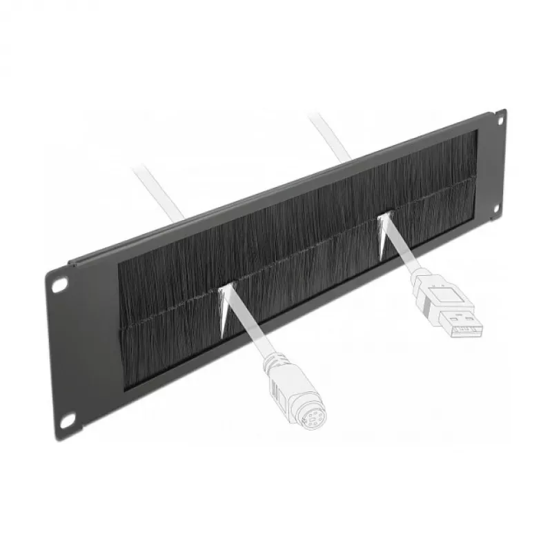 Panel szczotkowy DeLOCK 19 cali kabel Management Brush Strip 2U czarny