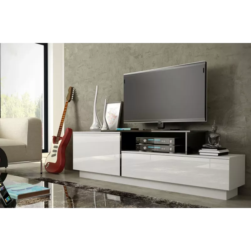 Cama szafka TV SIGMA 3 180 biały/biały połysk + czarny