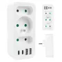 Rozgałęziacz zasilania MACLEAN MCE248 F/W — 3 gniazda AC (1×16A, 2×6A) + 4×USB (2×A, 2×C PD 20W), wtyczka EU, biały