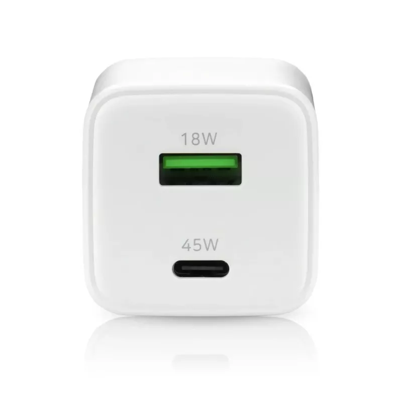 Ładowarka sieciowa everActive SC-450Q 45W 1×USB-C 1×USB-A biała