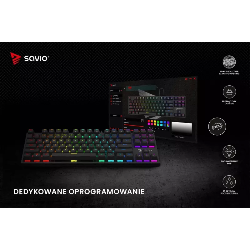 Klawiatura mechaniczna Savio RGB Tempest X2 Outemu Brown