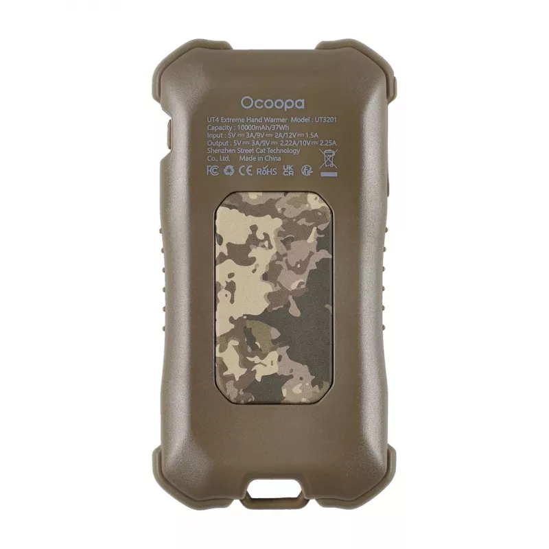 Grzejnik elektryczny Ocoopa UT3201 Camouflage — Przenośny ceramiczny ogrzewacz powietrza z powerbankiem 10 000 mAh i do 18 godz. pracy