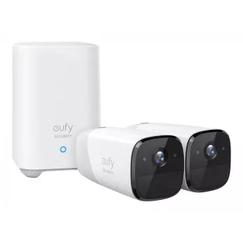 Eufy Security, eufyCam 2 Pro Bezprzewodowy System Kamer Bezpieczeństwa, Żywotność Baterii 365 Dni, Kompatybilność z HomeKit, Rozdzielczość 2K, Wodoszczelność IP67, Noktowizja, Zestaw 2 Kamer, Bez Opłat Miesięcznych