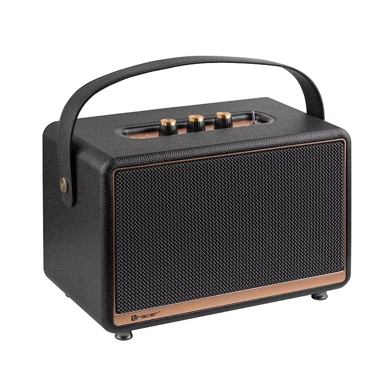Przenośny głośnik stereo TRACER M45 Czarny — Bluetooth 5.0, 45 W RMS, radio FM, wbudowany mikrofon, zasilany bateriami