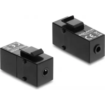 Keystone module DELOCK stereo jack female 3.5 mm 4‑pin to stereo jack female 3.5 mm 4‑pin, Czarny