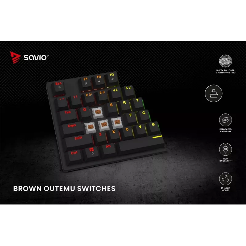 Klawiatura mechaniczna Savio RGB Tempest X2 Outemu Brown